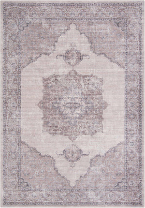 Washable Ivory and Gray 7' 10 x 11' Mangata Rectangle Area Rug Easy to Clean Stain Resistant & Durable Chenille Traditional Vintage Distressed Carpet for Sale at Rug Engine