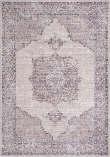 Washable Ivory and Gray 7' 10 x 11' Mangata Rectangle Area Rug Easy to Clean Stain Resistant & Durable Chenille Traditional Vintage Distressed Carpet for Sale at Rug Engine