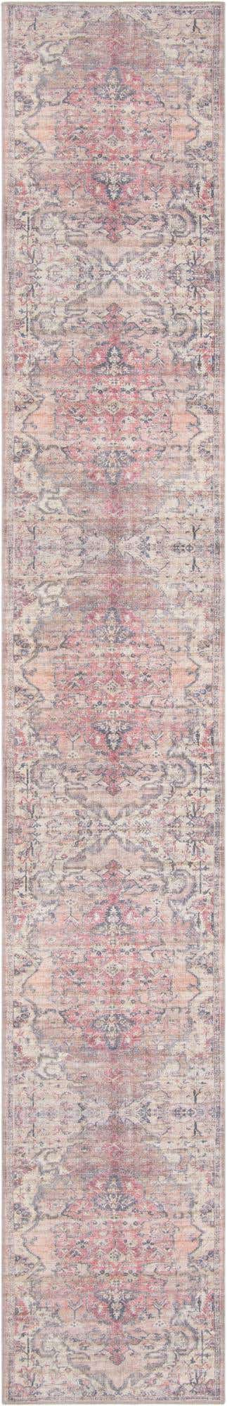 Washable Beige pink 2' 7 x 16' 5 Nostalgia Runner Area Rug Easy to Clean Stain Resistant & Durable Polyester Chenille Vintage Distressed Carpet for Sale at Rug Engine