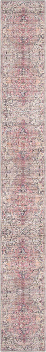 Washable Beige pink 2' 7 x 19' 8 Nostalgia Runner Area Rug Easy to Clean Stain Resistant & Durable Polyester Chenille Vintage Distressed Carpet for Sale at Rug Engine