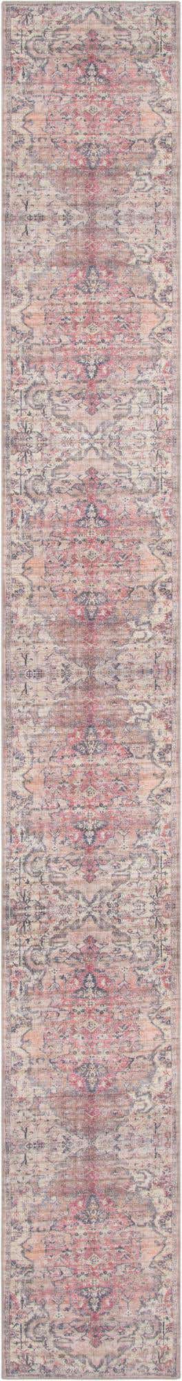 Washable Beige pink 2' 7 x 19' 8 Nostalgia Runner Area Rug Easy to Clean Stain Resistant & Durable Polyester Chenille Vintage Distressed Carpet for Sale at Rug Engine