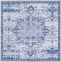 Washable Gray Blue 3' 3 x 3' 3 Renaissance Square Area Rug Easy to Clean Stain Resistant & Durable Colorful Distressed Vintage Carpet for Sale at Rug Engine