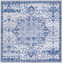 Washable Gray Blue 3' 11 x 3' 11 Renaissance Square Area Rug Easy to Clean Stain Resistant & Durable Colorful Distressed Vintage Carpet for Sale at Rug Engine