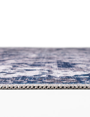 Washable Gray Blue 5' 3 x 5' 3 Renaissance Round Area Rug Easy to Clean Stain Resistant & Durable Colorful Distressed Vintage Carpet for Sale at Rug Engine