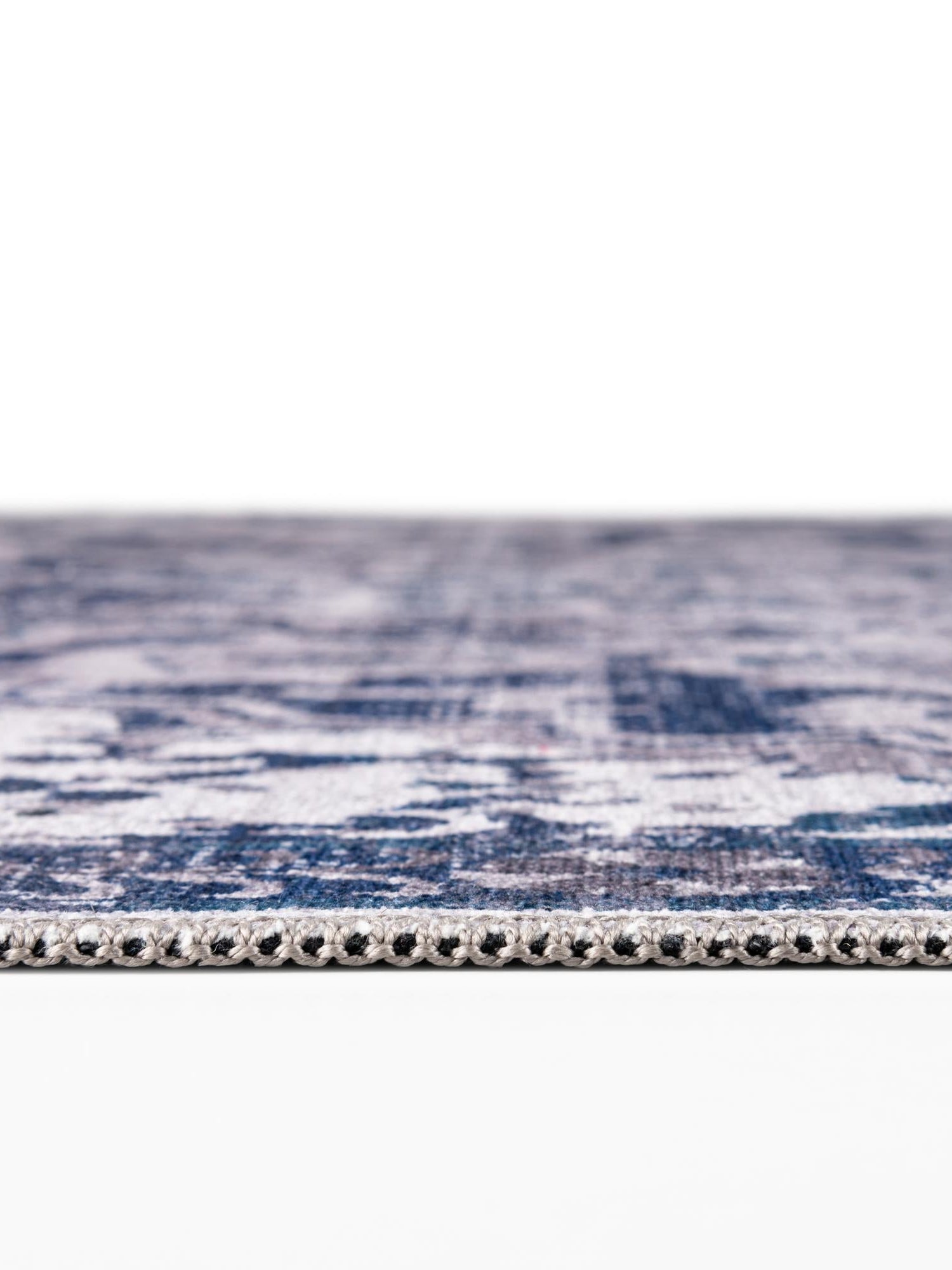 Washable Gray Blue 5' 11 x 5' 11 Renaissance Round Area Rug Easy to Clean Stain Resistant & Durable Colorful Distressed Vintage Carpet for Sale at Rug Engine