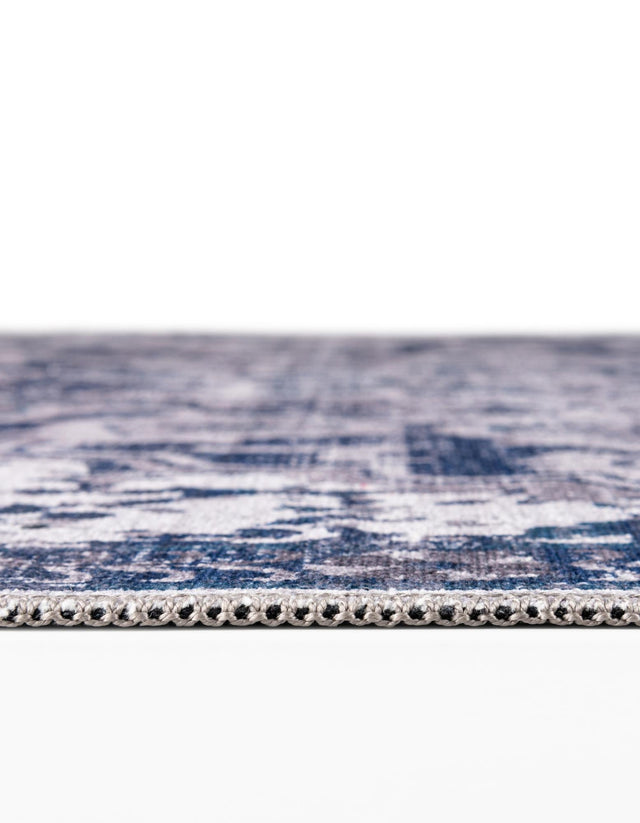 Washable Gray Blue 7' 10 x 7' 10 Renaissance Round Area Rug Easy to Clean Stain Resistant & Durable Colorful Distressed Vintage Carpet for Sale at Rug Engine