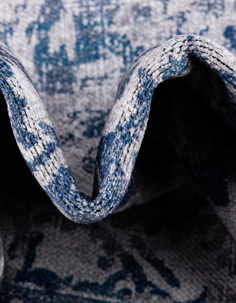 Washable Gray Blue 3' 3 x 3' 3 Renaissance Round Area Rug Easy to Clean Stain Resistant & Durable Colorful Distressed Vintage Carpet for Sale at Rug Engine