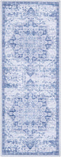 Washable Gray Blue 2' x 5' 1 Renaissance Runner Area Rug Easy to Clean Stain Resistant & Durable Colorful Distressed Vintage Carpet for Sale at Rug Engine