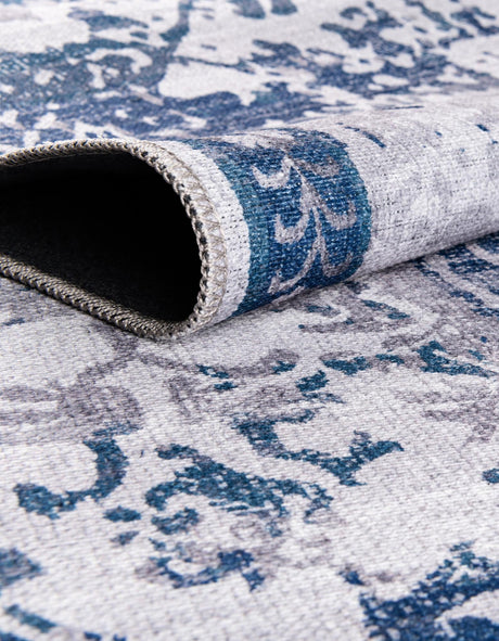 Washable Gray Blue 5' 3 x 8' Renaissance Oval Area Rug Easy to Clean Stain Resistant & Durable Colorful Distressed Vintage Carpet for Sale at Rug Engine