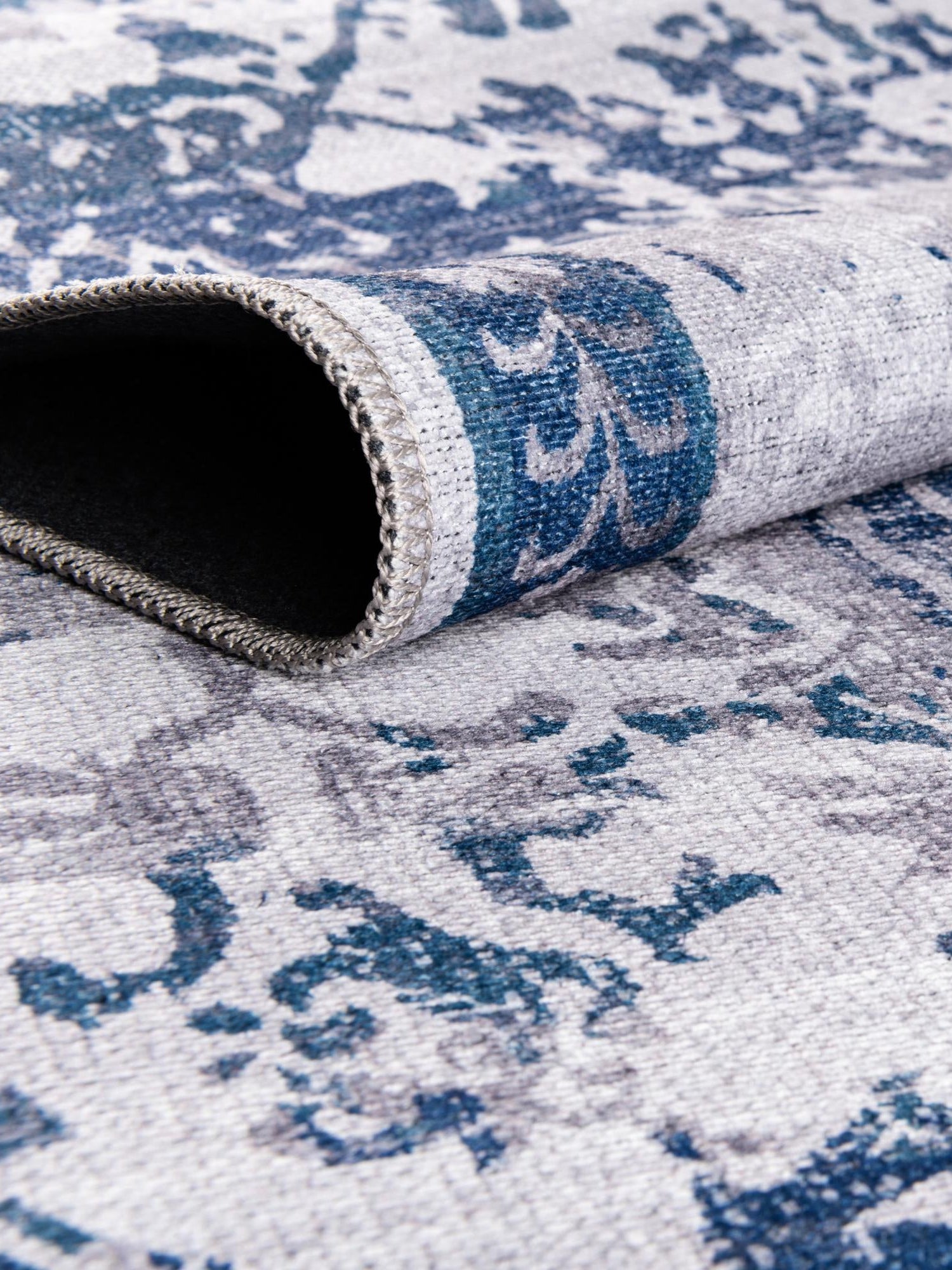 Washable Gray Blue 5' 11 x 9' Renaissance Oval Area Rug Easy to Clean Stain Resistant & Durable Colorful Distressed Vintage Carpet for Sale at Rug Engine