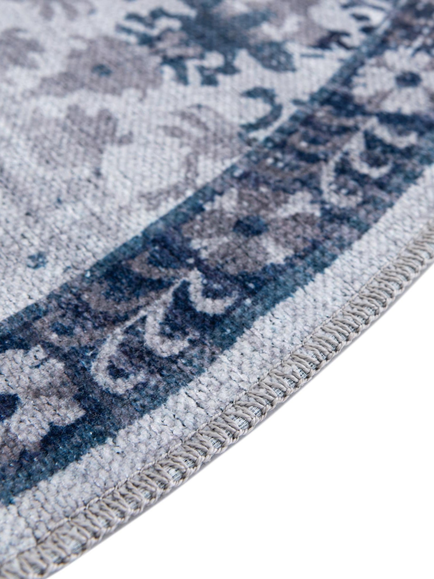 Washable Gray Blue 3' 3 x 5' 3 Renaissance Oval Area Rug Easy to Clean Stain Resistant & Durable Colorful Distressed Vintage Carpet for Sale at Rug Engine