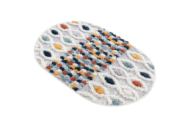 Multicolor 2' x 3' 1 Cherokee Oval Area Rug 100% Polypropylene With Cotton Backing Modern Geometric Carpet for Home Decor Interior Design Rooms for Sale at Rug Engine