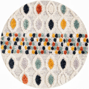 Multicolor 3' 3 x 3' 3 Cherokee Round Area Rug 100% Polypropylene With Cotton Backing Modern Geometric Carpet for Home Decor Interior Design Rooms for Sale at Rug Engine