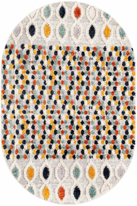 Multicolor 4' 1 x 6' 1 Cherokee Oval Area Rug 100% Polypropylene With Cotton Backing Modern Geometric Carpet for Home Decor Interior Design Rooms for Sale at Rug Engine