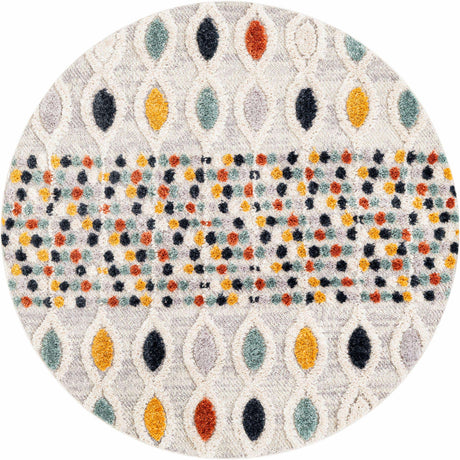 Multicolor 5' 3 x 5' 3 Cherokee Round Area Rug 100% Polypropylene With Cotton Backing Modern Geometric Carpet for Home Decor Interior Design Rooms for Sale at Rug Engine