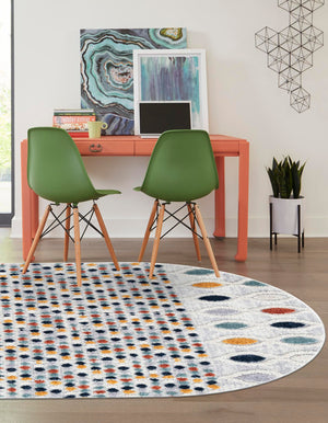 Multicolor 4' 1 x 6' 1 Cherokee Oval Area Rug 100% Polypropylene With Cotton Backing Modern Geometric Carpet for Home Decor Interior Design Rooms for Sale at Rug Engine