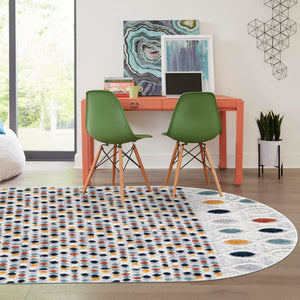 Multicolor 2' x 3' 1 Cherokee Oval Area Rug 100% Polypropylene With Cotton Backing Modern Geometric Carpet for Home Decor Interior Design Rooms for Sale at Rug Engine