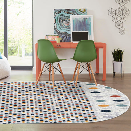 Multicolor 2' x 3' 1 Cherokee Oval Area Rug 100% Polypropylene With Cotton Backing Modern Geometric Carpet for Home Decor Interior Design Rooms for Sale at Rug Engine