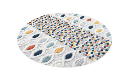 Multicolor 6' 1 x 6' 1 Cherokee Round Area Rug 100% Polypropylene With Cotton Backing Modern Geometric Carpet for Home Decor Interior Design Rooms for Sale at Rug Engine
