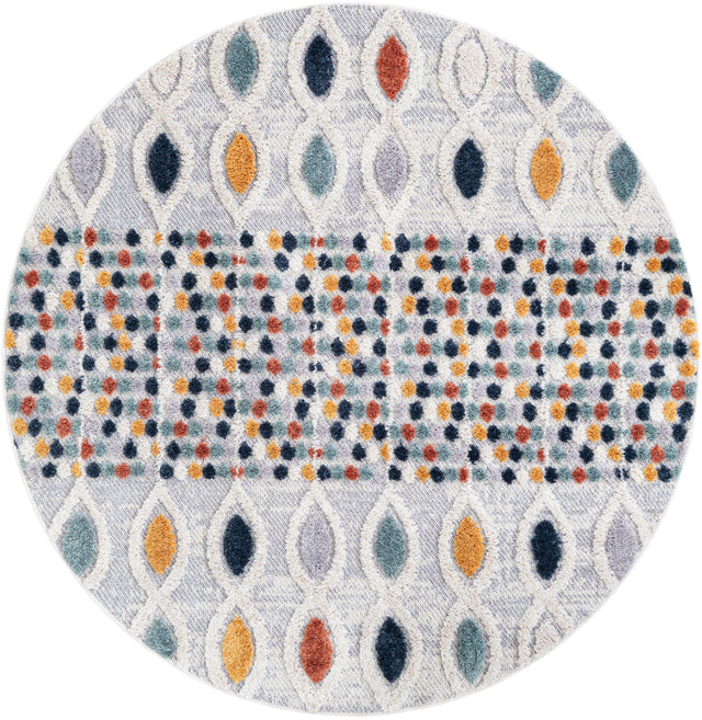 Multicolor 6' 1 x 6' 1 Cherokee Round Area Rug 100% Polypropylene With Cotton Backing Modern Geometric Carpet for Home Decor Interior Design Rooms for Sale at Rug Engine