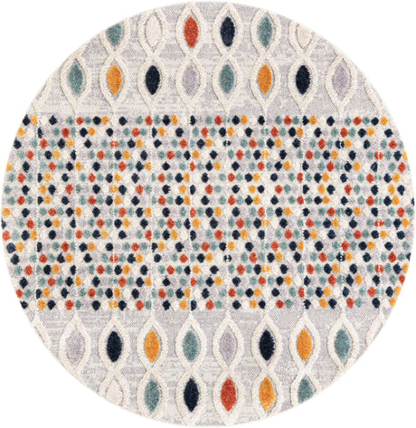 Multicolor 7' 10 x 7' 10 Cherokee Round Area Rug 100% Polypropylene With Cotton Backing Modern Geometric Carpet for Home Decor Interior Design Rooms for Sale at Rug Engine