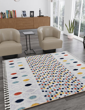 Multicolor 7' 10 x 7' 10 Cherokee Square Area Rug 100% Polypropylene With Cotton Backing Modern Geometric Carpet for Home Decor Interior Design Rooms for Sale at Rug Engine