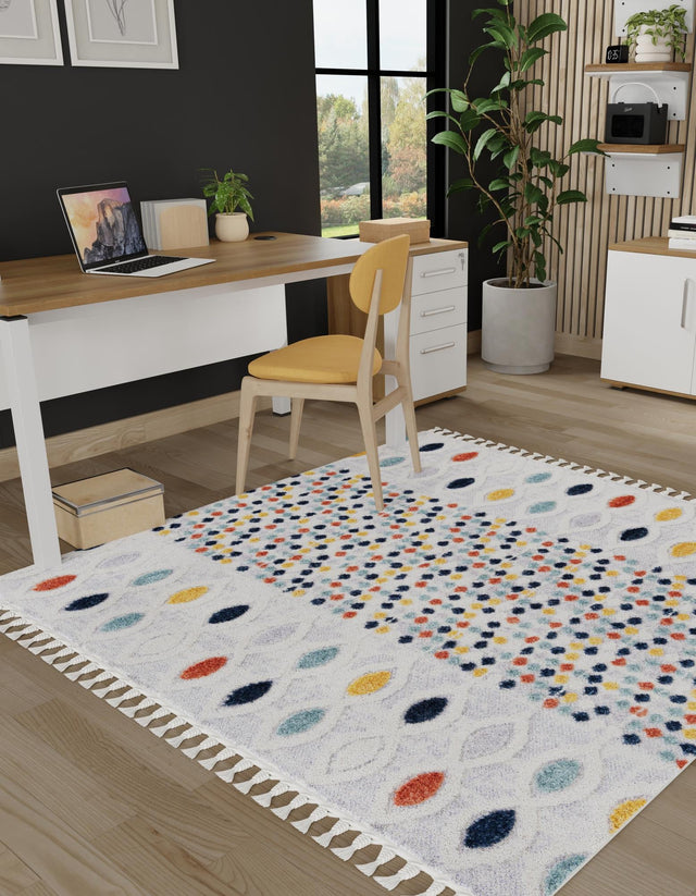 Multicolor 7' 10 x 7' 10 Cherokee Square Area Rug 100% Polypropylene With Cotton Backing Modern Geometric Carpet for Home Decor Interior Design Rooms for Sale at Rug Engine