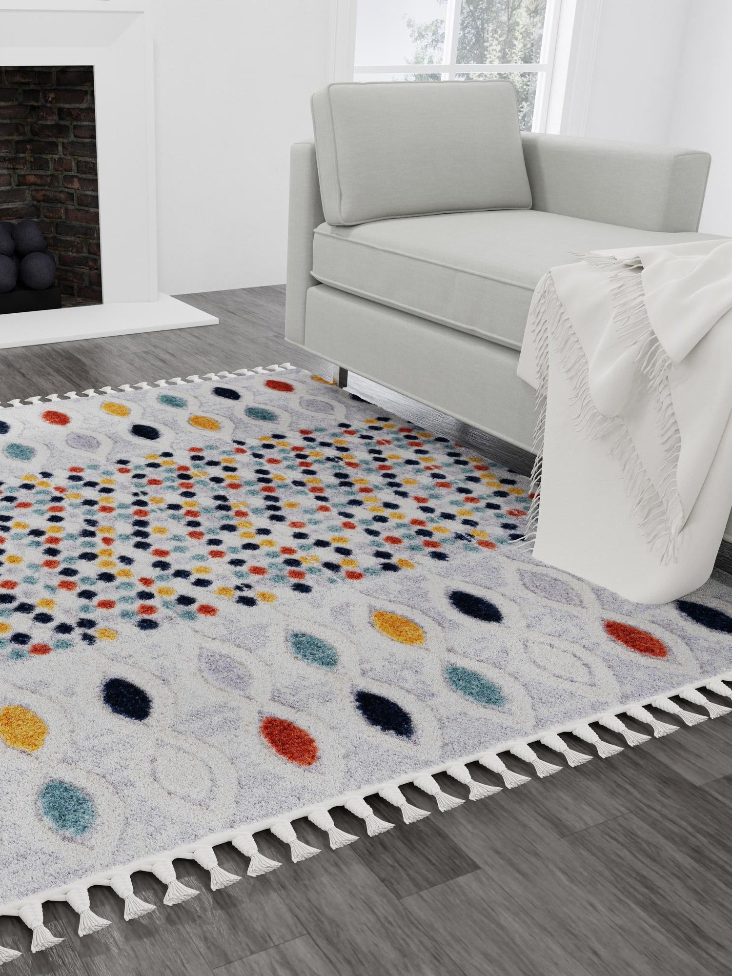 Multicolor 3' 3 x 3' 3 Cherokee Square Area Rug 100% Polypropylene With Cotton Backing Modern Geometric Carpet for Home Decor Interior Design Rooms for Sale at Rug Engine
