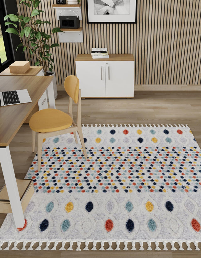 Multicolor 7' 10 x 7' 10 Cherokee Square Area Rug 100% Polypropylene With Cotton Backing Modern Geometric Carpet for Home Decor Interior Design Rooms for Sale at Rug Engine