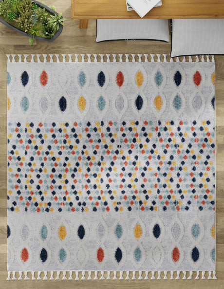 Multicolor 7' 10 x 7' 10 Cherokee Square Area Rug 100% Polypropylene With Cotton Backing Modern Geometric Carpet for Home Decor Interior Design Rooms for Sale at Rug Engine