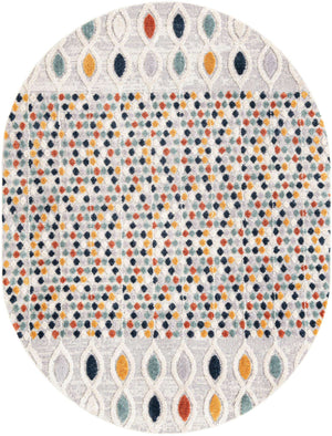 Multicolor 7' 10 x 10' Cherokee Oval Area Rug 100% Polypropylene With Cotton Backing Modern Geometric Carpet for Home Decor Interior Design Rooms for Sale at Rug Engine