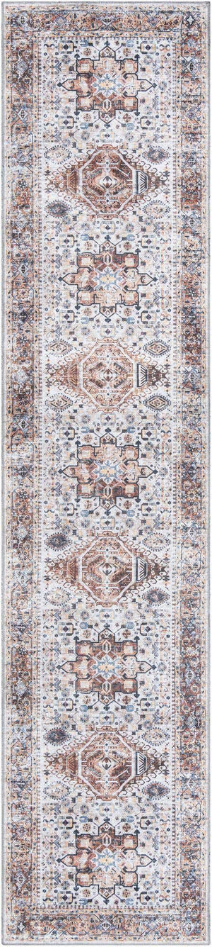Washable Ivory Almond 2' 7 x 12' Yara Runner Area Rug Easy to Clean Stain Resistant & Durable Polyester & Chenille Carpet for Sale at Rug Engine