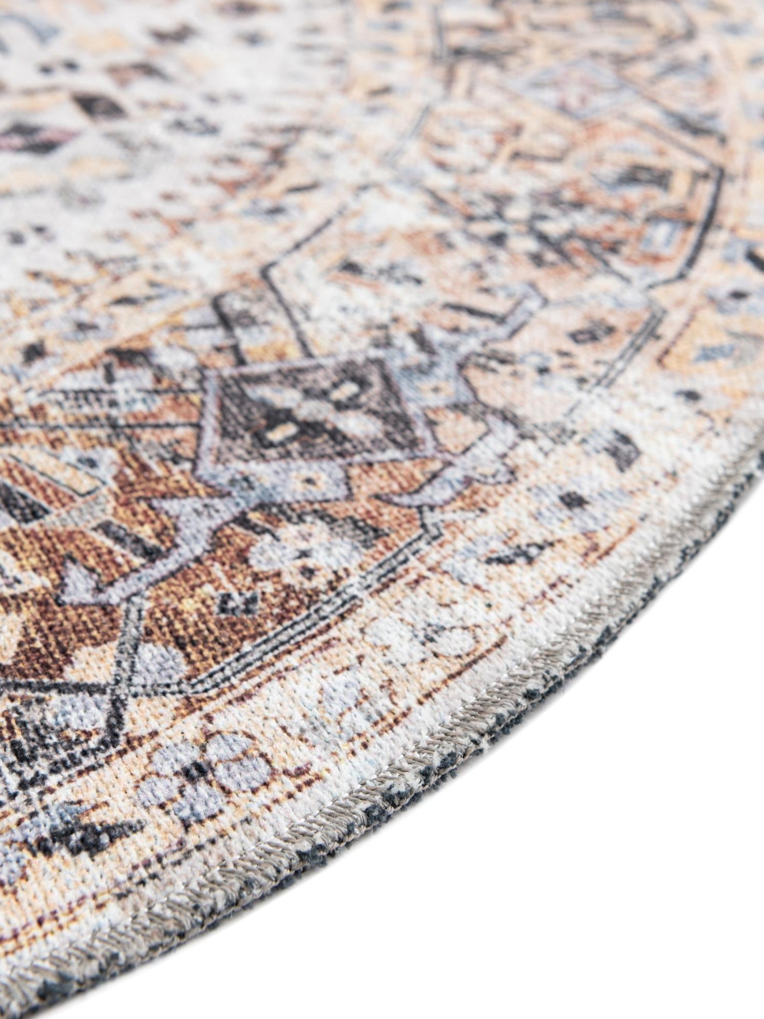 Washable Ivory Almond 4' 1 x 6' 1 Yara Oval Area Rug Easy to Clean Stain Resistant & Durable Polyester & Chenille Carpet for Sale at Rug Engine