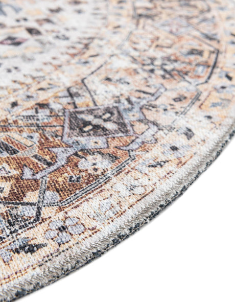 Washable Ivory Almond 2' x 3' 1 Yara Oval Area Rug Easy to Clean Stain Resistant & Durable Polyester & Chenille Carpet for Sale at Rug Engine