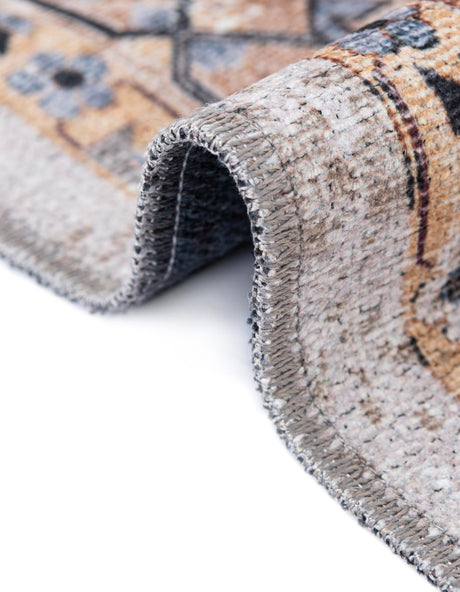 Washable Ivory Almond 5' 3 x 8' Yara Oval Area Rug Easy to Clean Stain Resistant & Durable