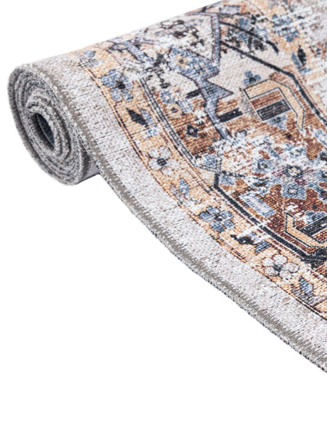 Washable Ivory Almond 5' 3 x 8' Yara Oval Area Rug Easy to Clean Stain Resistant & Durable