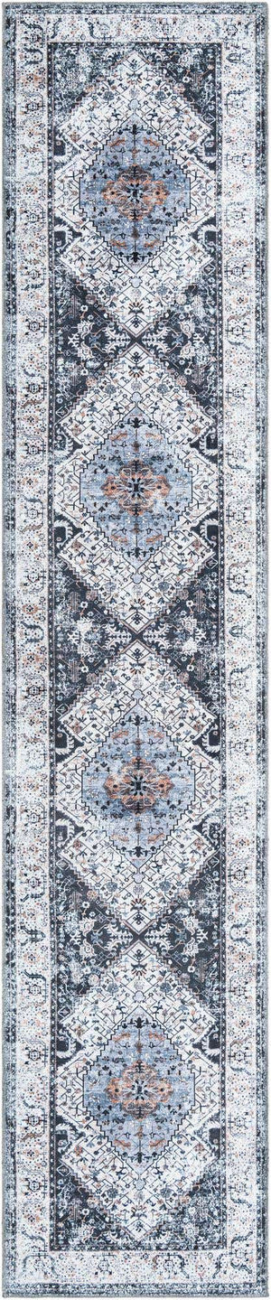 Washable Linen Charcoal 2' 7 x 13' 1 Yara Runner Area Rug Easy to Clean Stain Resistant & Durable Polyester & Chenille Carpet for Sale at Rug Engine