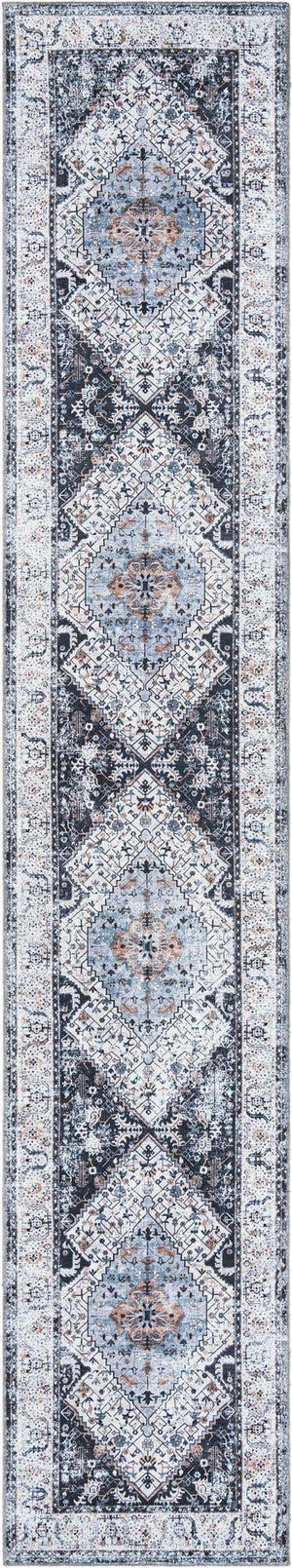 Washable Linen Charcoal 2' 11 x 16' 5 Yara Runner Area Rug Easy to Clean Stain Resistant & Durable Polyester & Chenille Carpet for Sale at Rug Engine