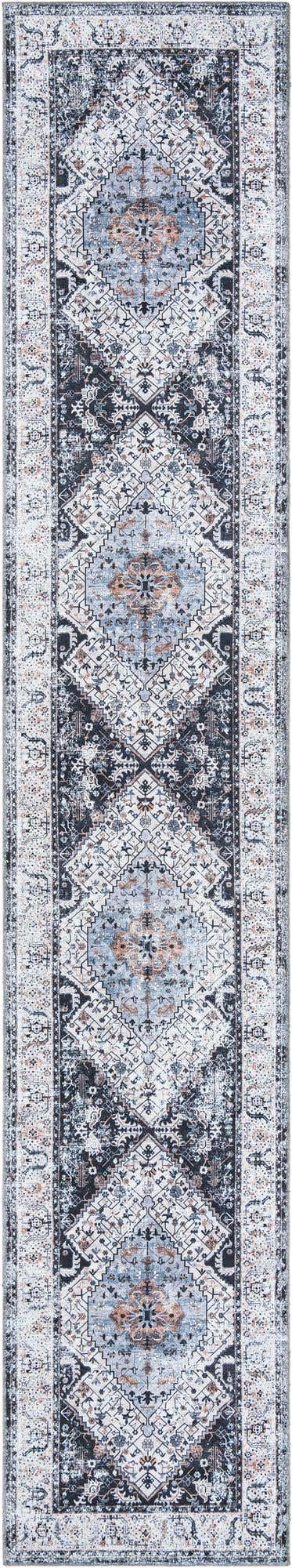Washable Linen Charcoal 2' 11 x 16' 5 Yara Runner Area Rug Easy to Clean Stain Resistant & Durable Polyester & Chenille Carpet for Sale at Rug Engine