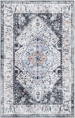 Washable Linen Charcoal 3' 3 x 5' 3 Yara Rectangle Area Rug Easy to Clean Stain Resistant & Durable Polyester & Chenille Carpet for Sale at Rug Engine