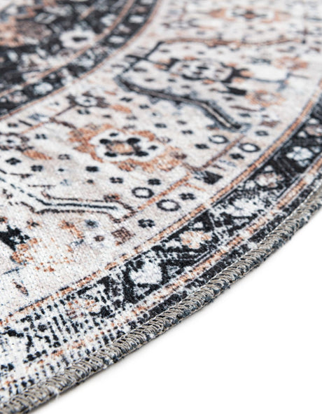 Washable Linen Charcoal 7' 10 x 10' Yara Oval Area Rug Easy to Clean Stain Resistant & Durable Polyester & Chenille Carpet for Sale at Rug Engine