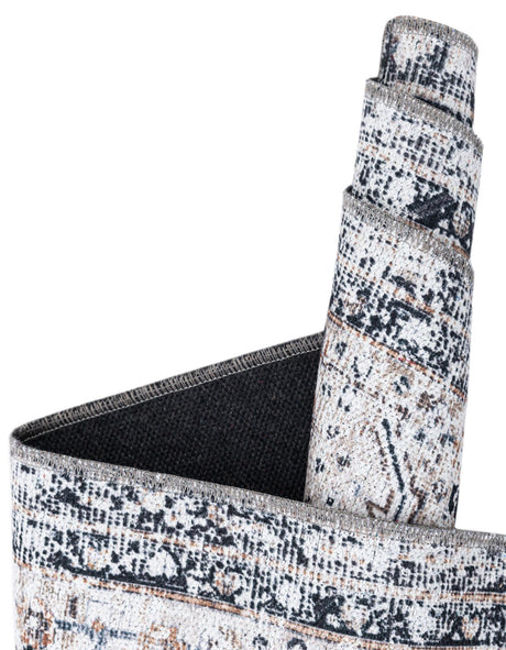 Washable Linen Charcoal 2' x 3' 1 Yara Oval Area Rug Easy to Clean Stain Resistant & Durable Polyester & Chenille Carpet for Sale at Rug Engine