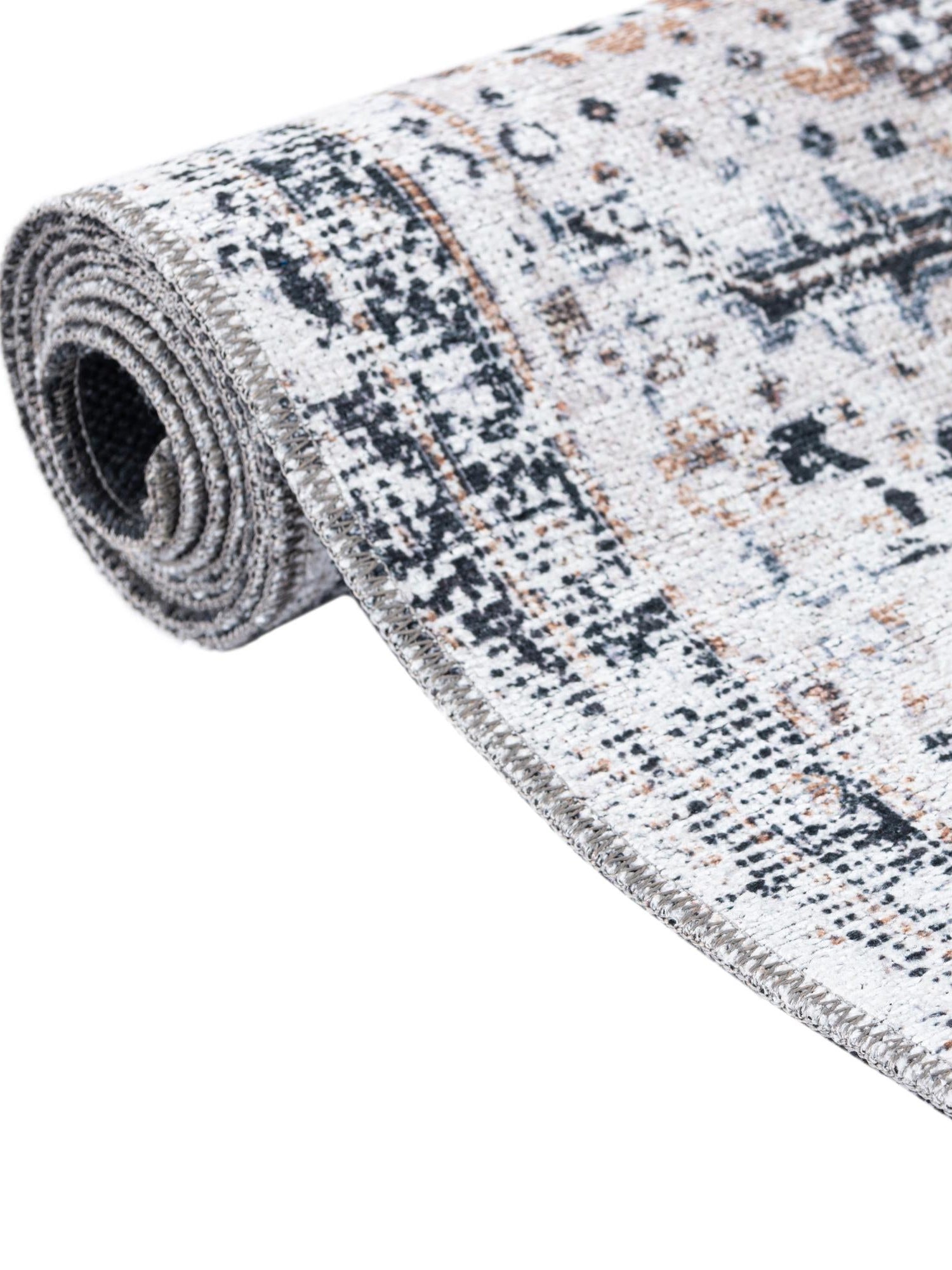 Washable Linen Charcoal 4' 1 x 6' 1 Yara Oval Area Rug Easy to Clean Stain Resistant & Durable Polyester & Chenille Carpet for Sale at Rug Engine