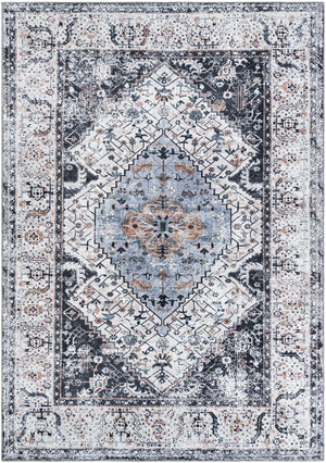Washable Linen Charcoal 7' 1 x 10' Yara Rectangle Area Rug Easy to Clean Stain Resistant & Durable Polyester & Chenille Carpet for Sale at Rug Engine