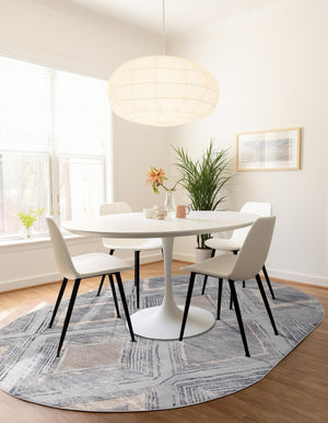 Gray Cream 7' 1 x 10' Caspian Oval Area Rug 60% Polypropylene & 40% Polyester With Cotton Backing Modern Chic Carpet for Home Interior Design Decorating for Sale at Rug Engine