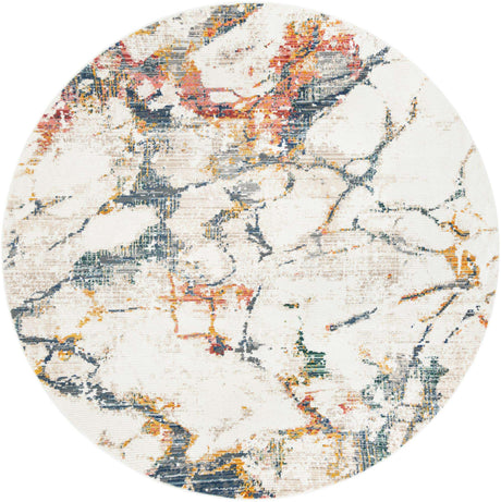White Navy 10' 2 x 10' 2 Gemstone Round Area Rug Polypropylene Contemporary Carpet Easy Clean Stain Resistant for Home Design Decorating for Sale at Rug Engine