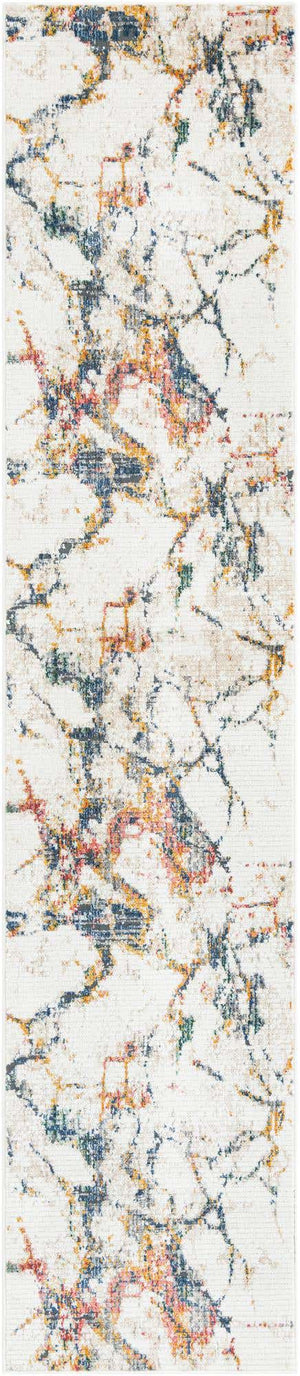 White Navy 2' 7 x 12' Gemstone Runner Area Rug Polypropylene Contemporary Carpet Easy Clean Stain Resistant for Home Design Decorating for Sale at Rug Engine