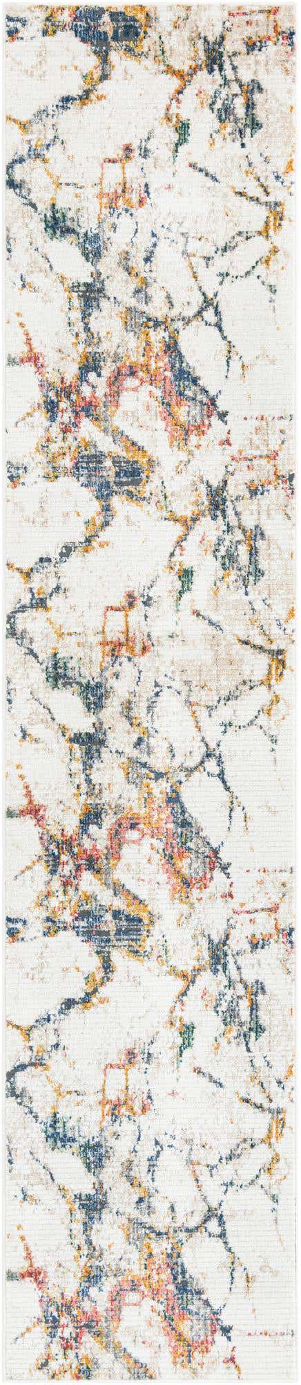 White Navy 2' 7 x 12' Gemstone Runner Area Rug Polypropylene Contemporary Carpet Easy Clean Stain Resistant for Home Design Decorating for Sale at Rug Engine