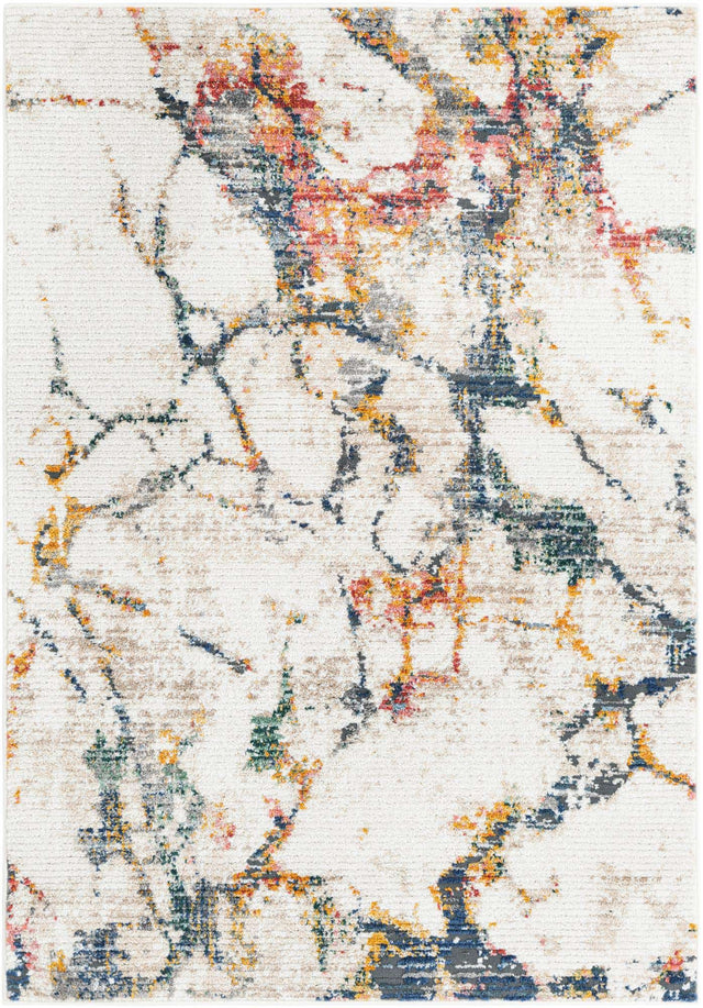 White Navy 4' 1 x 6' 3 Gemstone Rectangle Area Rug Polypropylene Contemporary Carpet Easy Clean Stain Resistant for Home Design Decorating for Sale at Rug Engine