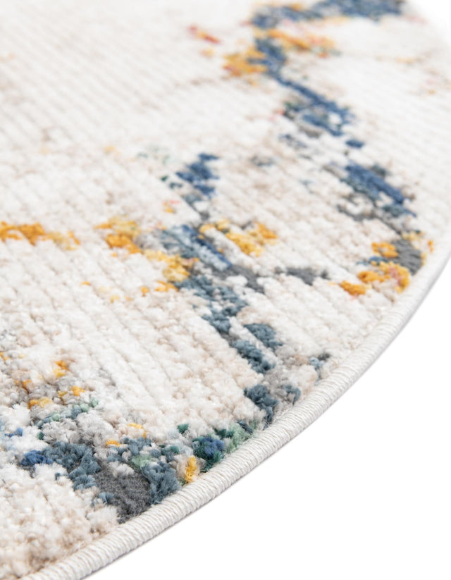 White Navy 10' 2 x 10' 2 Gemstone Round Area Rug Polypropylene Contemporary Carpet Easy Clean Stain Resistant for Home Design Decorating for Sale at Rug Engine